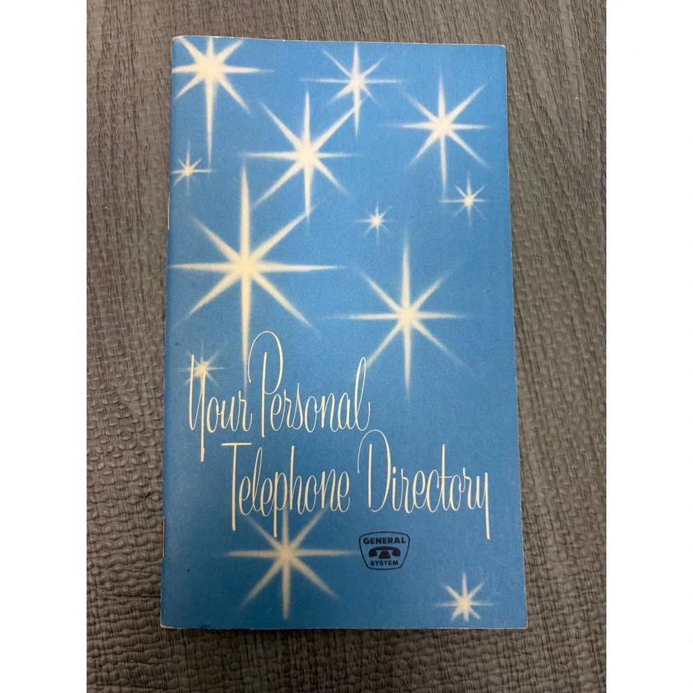 NEW General Telephone Personal Directory 1964 Blue Vintage MCM Atomic Starburst